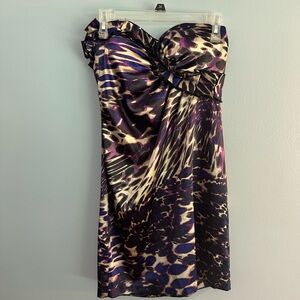 Purple and Black Strapless Cocktail Dress with Sweetheart Neckline